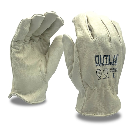 Cordova Driver, Cowhide, Outlaw Arc, Premium, Grain, A6 Cut Gloves, S, 12PK 8228ARCS